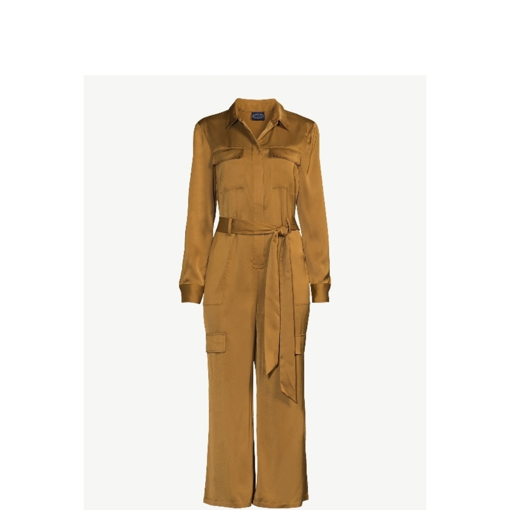 Scoop Women's Satin Jumpsuit with Wide Leg